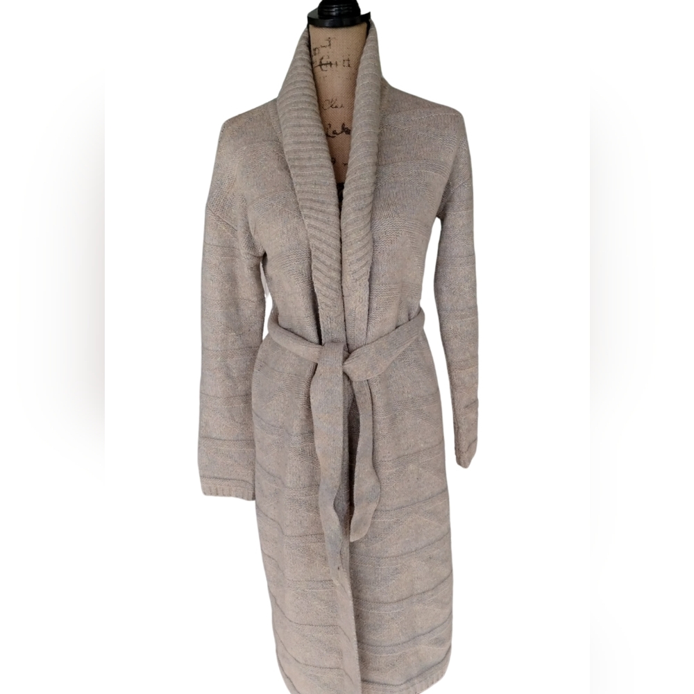 Tularosa Beige Knit Long Belted Cardigan
